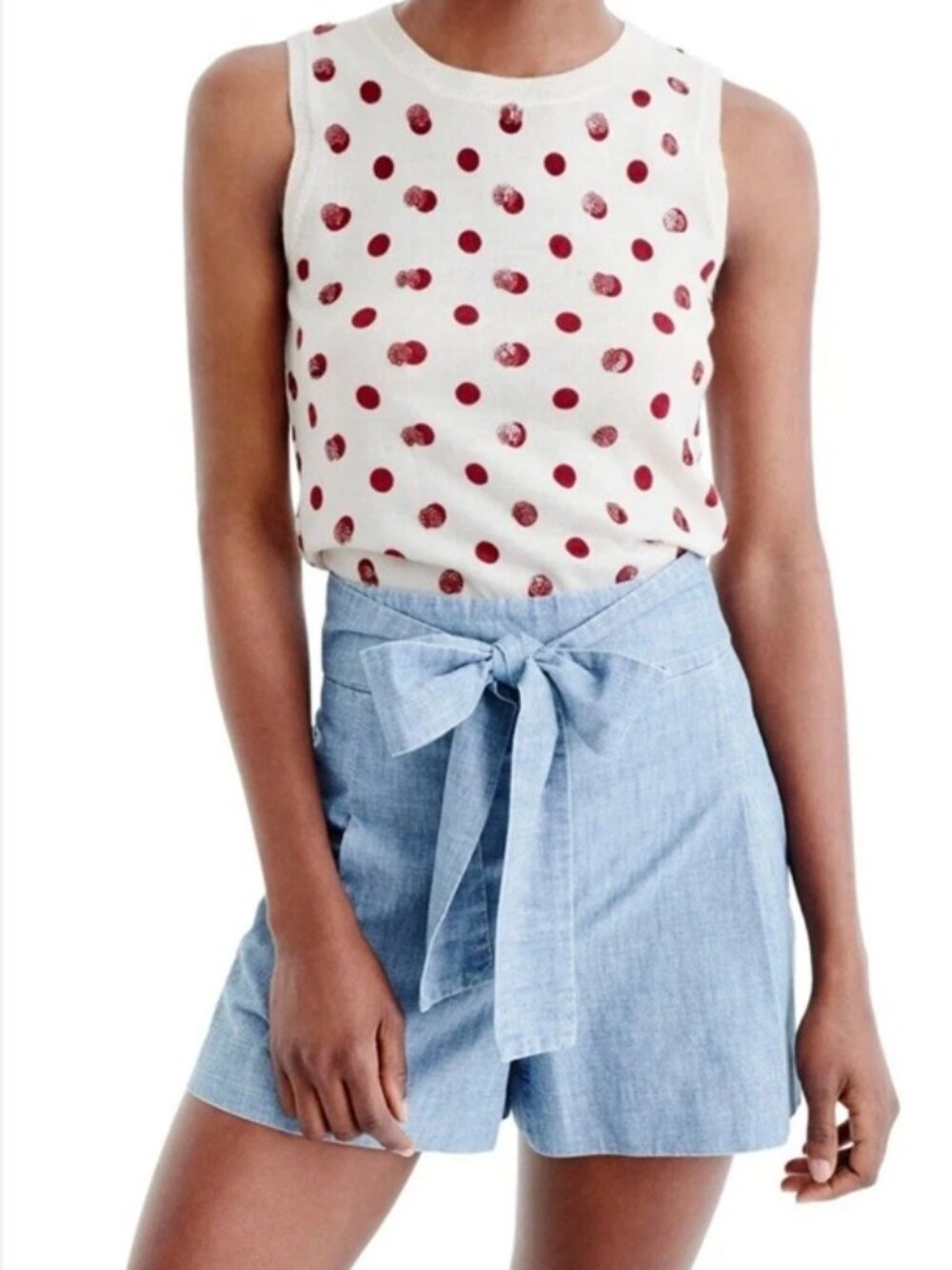 NWT J. Crew Jackie Sweater Shell in Sequin Polka Dot Size M
